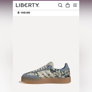 adidas Floral Low-Top Sneaker in Blue and Cream with Gum Sole